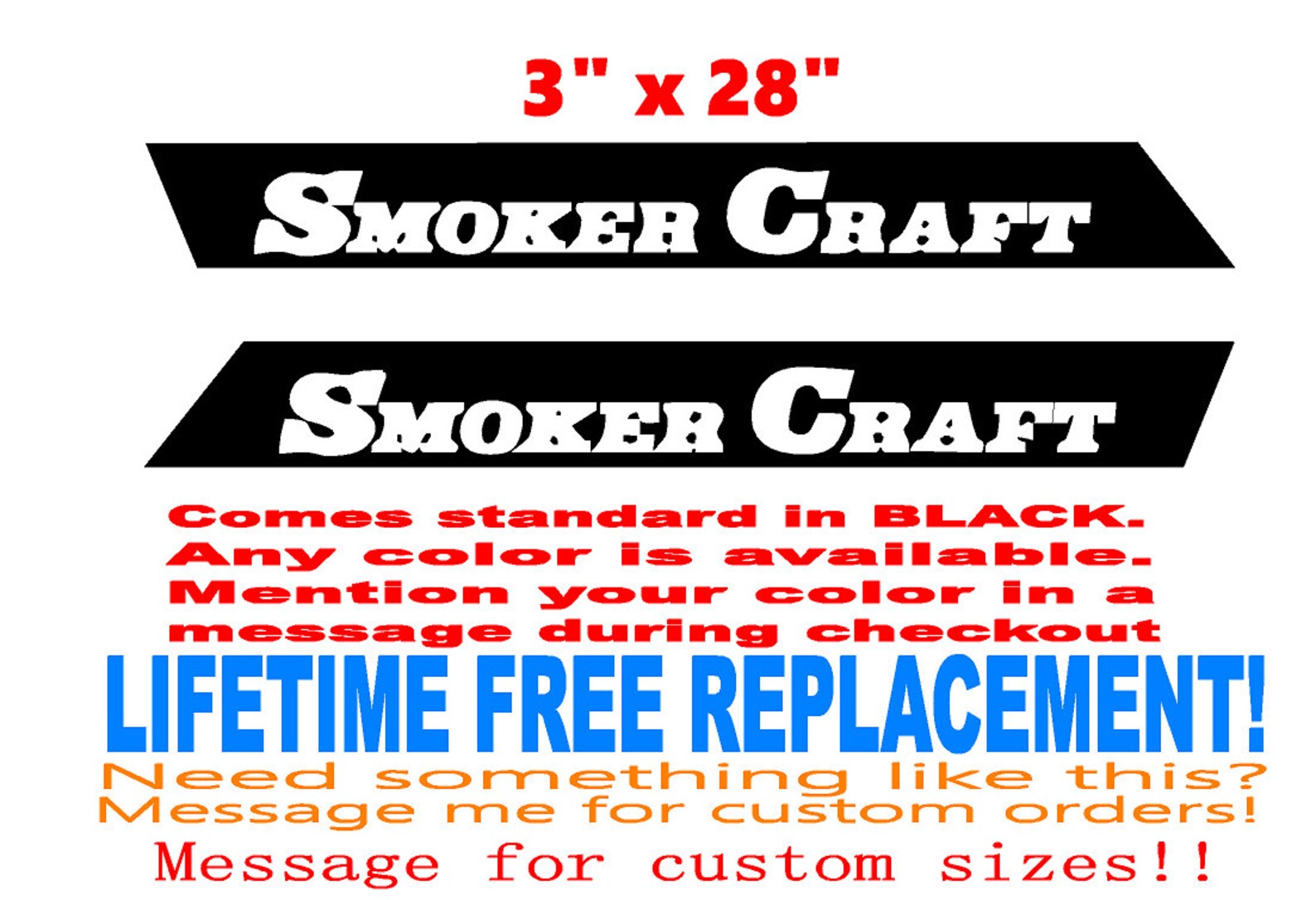 Pair of 3x28 Smoker Craft Boat Hull Decals Select Etsy