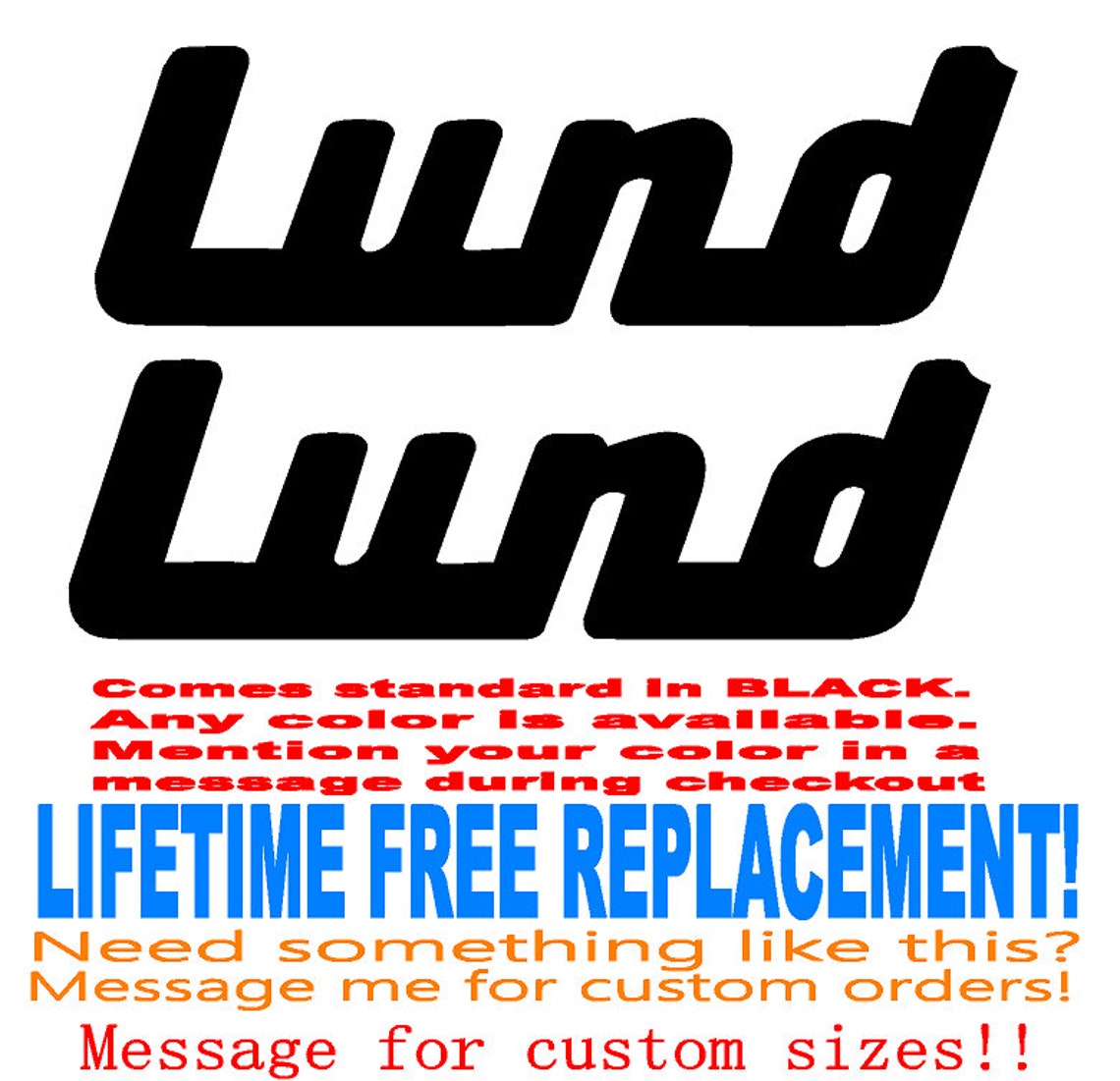 Pair of 24 LUND Boat Hull Decals Select Color Choice Etsy