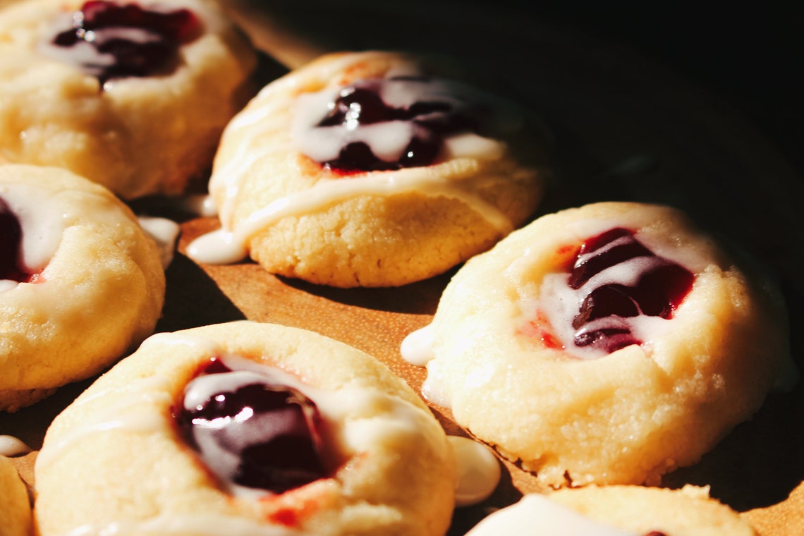 Raspberry Jam Shortbread Thumbprint Cookies Etsy
