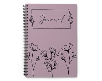 Wildflowers Mauve Journal/Spiral Notebook - Ruled Line