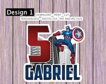 12 Capitán América Super héroe inspirado Cake Topper Cupcake Decoración con logotipo