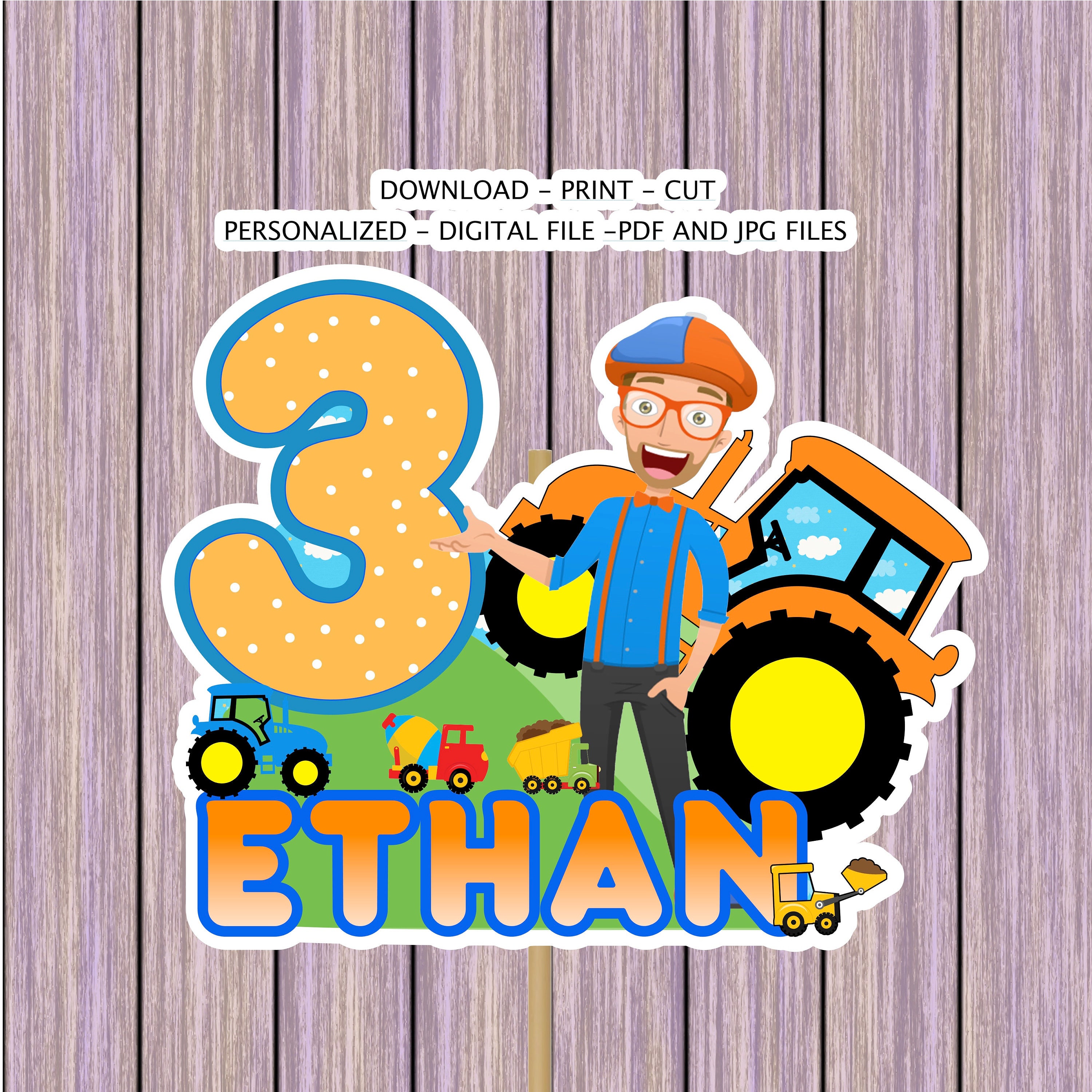 Blippi Cake Topper Printable