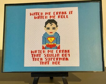 Mario Mashup 5x7 cross stitch /& comes with display easel They see me rollin