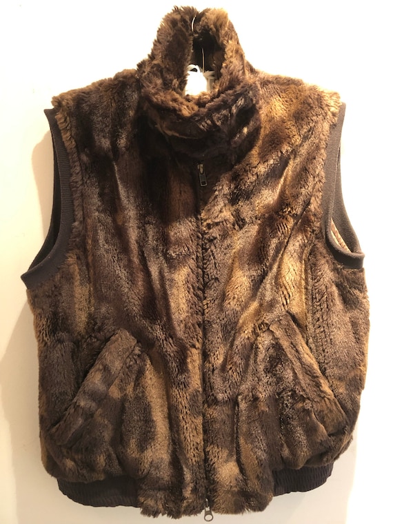 Perry Ellis 90’s faux mink vest - image 1