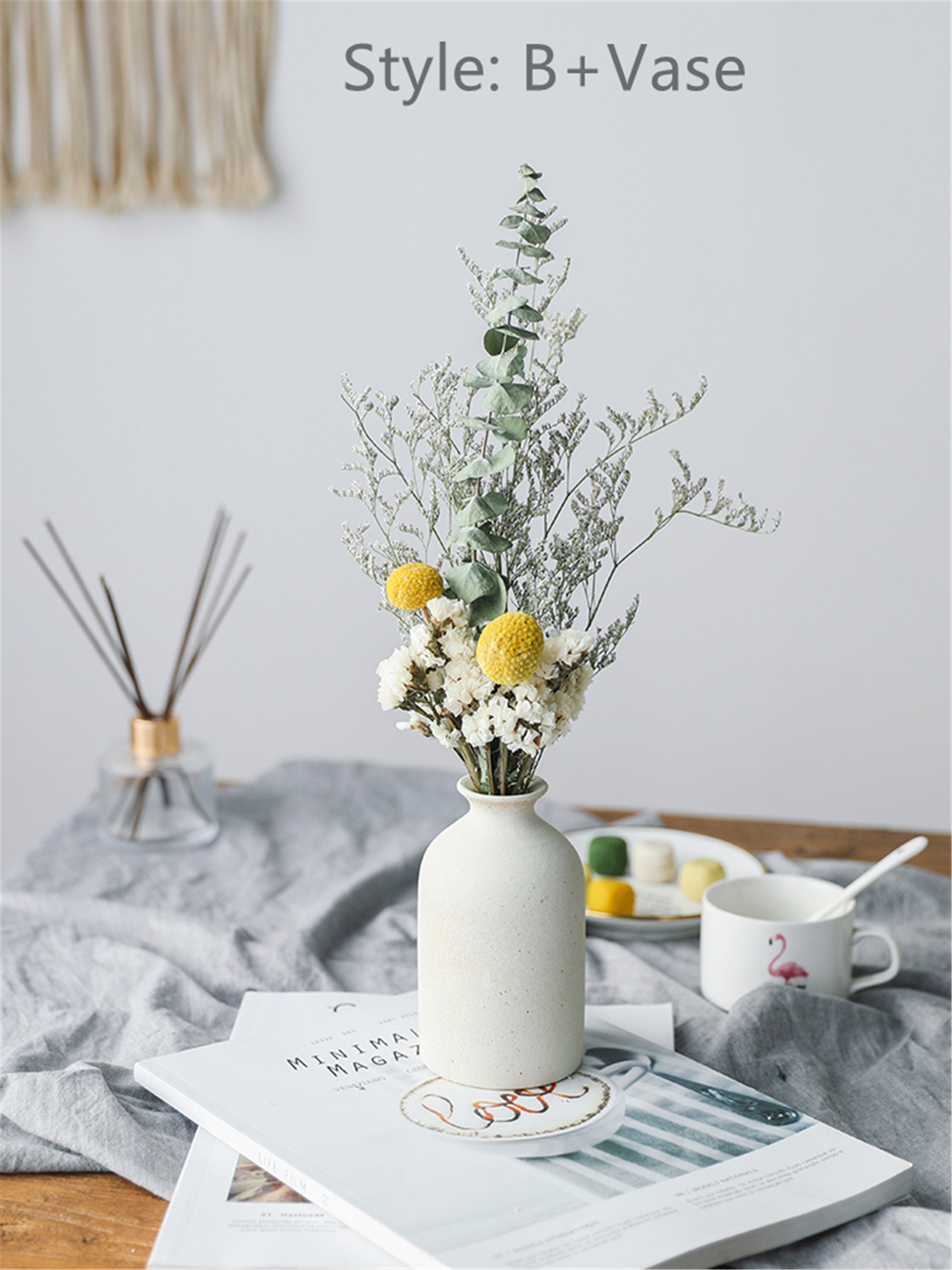 Small dried flowers arrangement dried flowers with vase sun Etsy