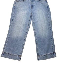 Vintage Tommy Hilfiger Cropped Wide Leg Belted Light Wash Denim Size 10
