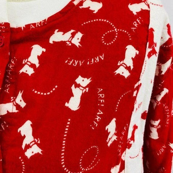 Vintage Scottie Dog Red White Flannel Pajama Shir… - image 2