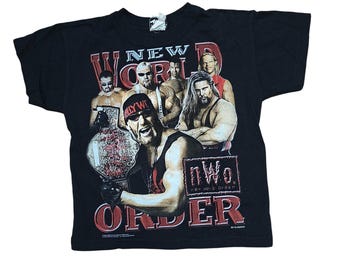 Vintage 1998 WCW nWo "New World Order" Graphic Tee Kids Small