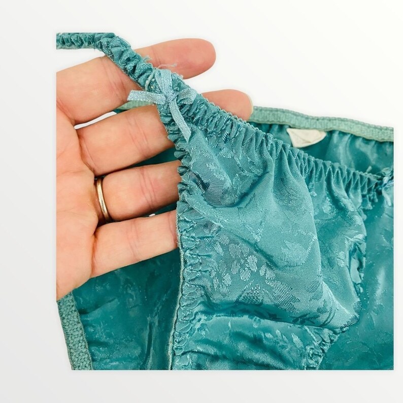 Teal Jacquard Satin String Bikini Panty Small Y2K Etsy