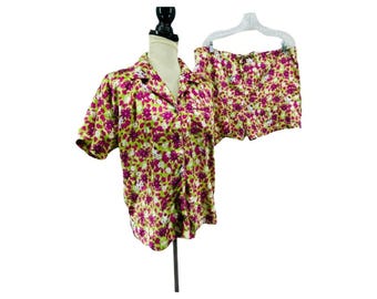 Vintage Fun And Attitude Big Dogs Satin Wild Girl Pajama Set Medium