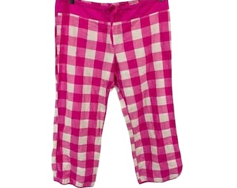 Pink Victoria's Secret Cotton White Pink Plaid Metallic Lounge Womens Small