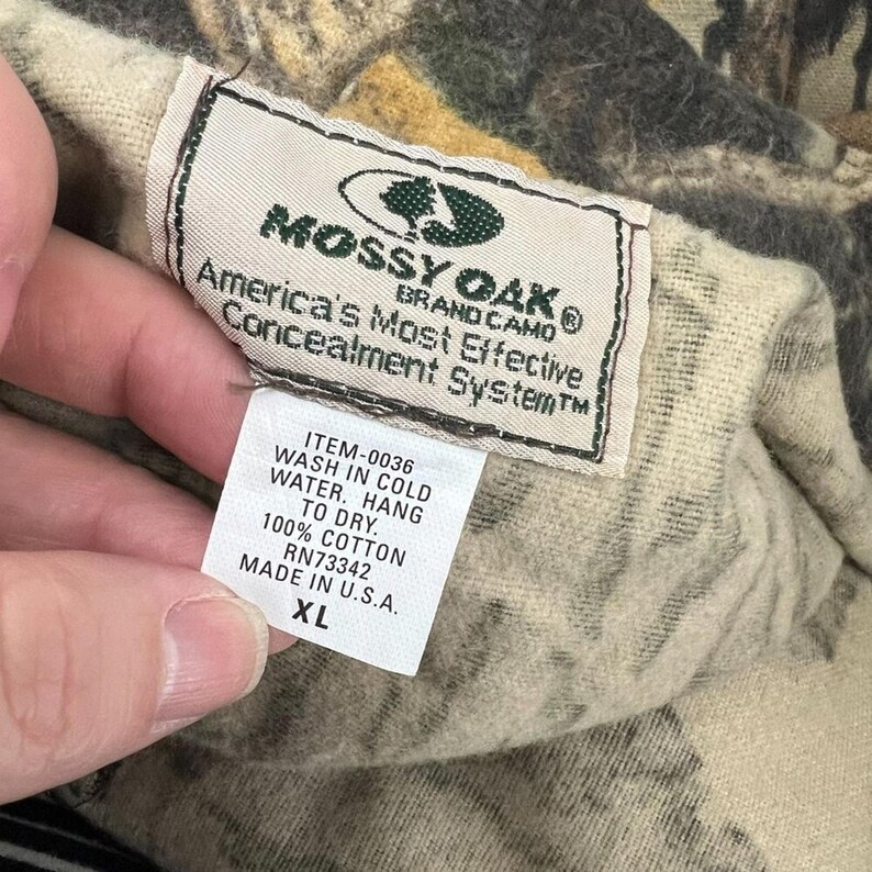 Vintage Mossy Oak Camo Jacket Full Zip Pockets Size Xlarge image 5