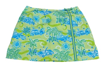 Vintage 90s Lilly Pulitzer Cruising Monkey Skort Tropical Womens 10