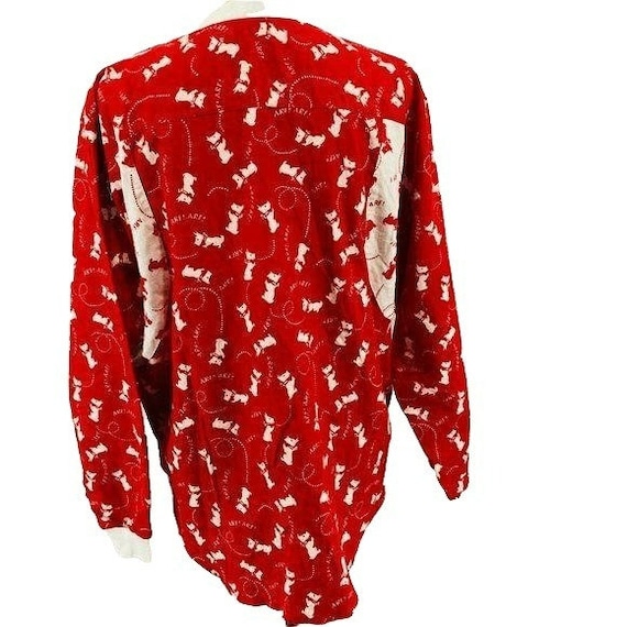 Vintage Scottie Dog Red White Flannel Pajama Shir… - image 4