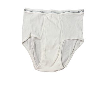 Vintage Hanes White Briefs Cotton Underwear Mens Large