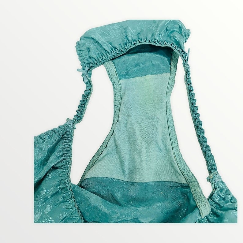 Teal Jacquard Satin String Bikini Panty Small Y2K Etsy