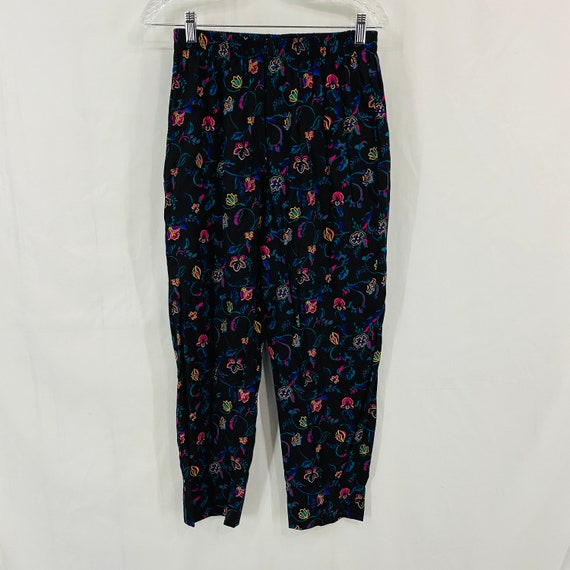 Vintags 80s Judy Knap Bold Floral Print Loose Pant