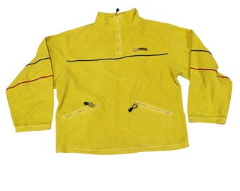 Vintage Y2K 90s Rue21 Yellow Pullover Fleece 1/4 Zip Mens Xlarge