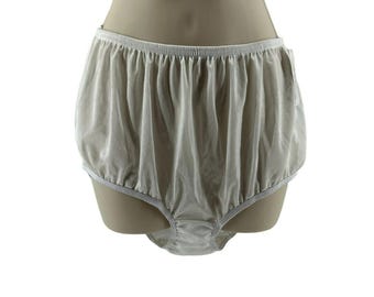 Teri Lingerie 100% Nylon Shiny Silky Full Coverage Brief Panty Size 8 Pure White