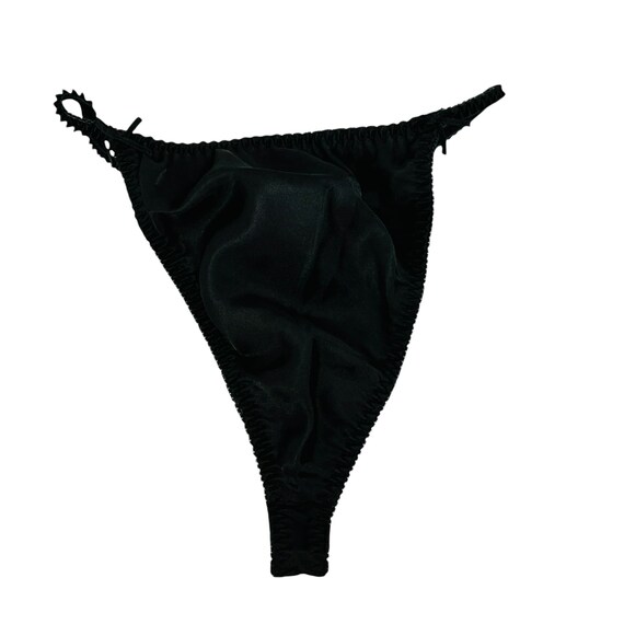 Delicates Black Satin String Bikini Silky Panties Vin… Gem