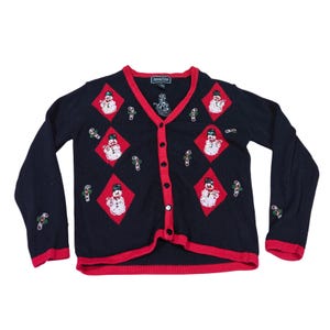 Vintage Women&#39;s Terazzo Christmas Sweater Beaded Sequin Size Small