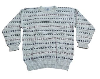 Maglione vintage Cape Isle Knitters da uomo, taglia L, grigio, Turchia