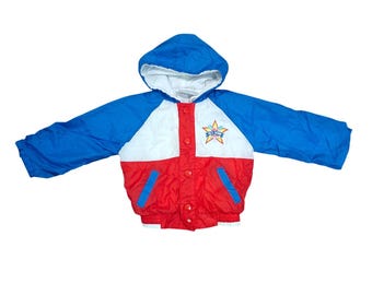 Vintage 80s Nylon Alpine Way Toddler Colorful Hooded Jacket 2T