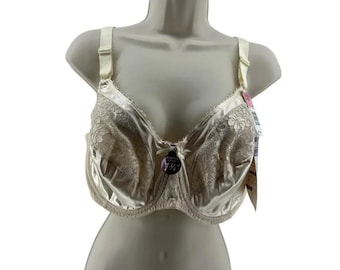 Vintage Bali Bra 3362 Minimizer Shiny Satin Lace Full Coverage 40D Discontinued