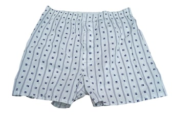 Vintage Fruit of Loom Blue Geometric Print Cotton Blend Boxer Mens Medium 34-36