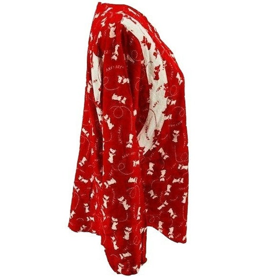 Vintage Scottie Dog Red White Flannel Pajama Shir… - image 5