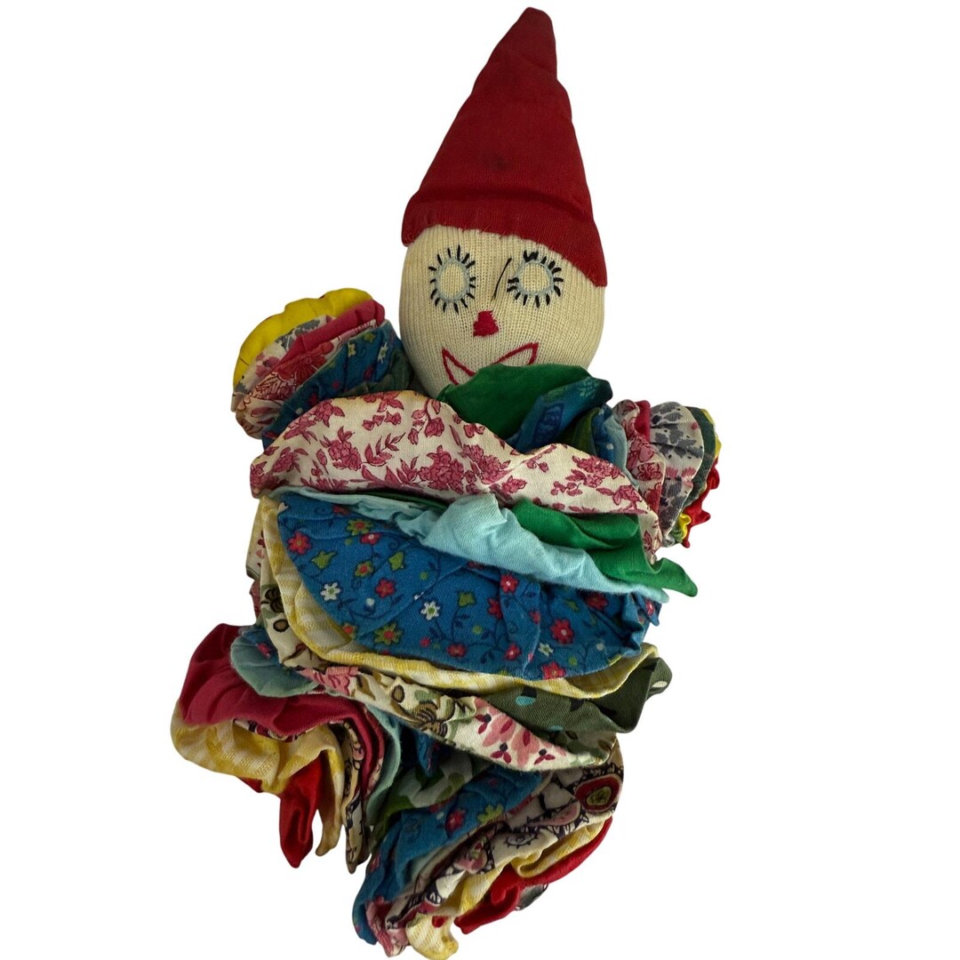 Clown Rag Rope Vintage Yo Yo Clown Doll Rag Doll Folk Art Doll Collectible Hand Made ...