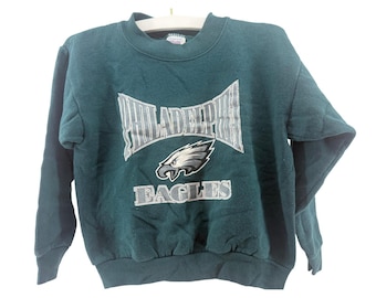Sudadera con capucha vintage de los 90 con logo de los Philadelphia Eagles, talla grande para niños.