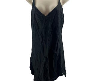 Vestido lencero negro de seda pura, vintage, etiqueta dorada de Victoria's Secret, talla mediana