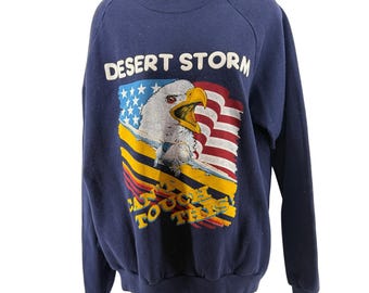 Vintage Jerzees Pullover Desert Storm Screaming Eagle American Flag Sweatshirt