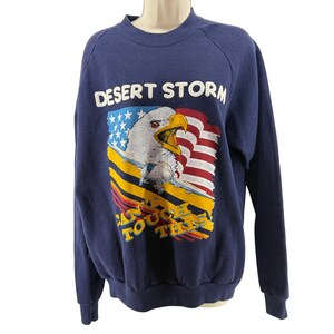 Vintage Jerzees Pullover Desert Storm Screme Adler Amerikanische Flagge Sweatshirt