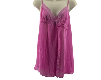 Victoria's Secret Bubble Gum Pink Babydoll Chiffon Nightie Womens Large