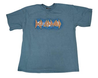 Vintage Def Leopard Band Tee 1999 Tultex Blue Short Sleeve Mens Xlarge