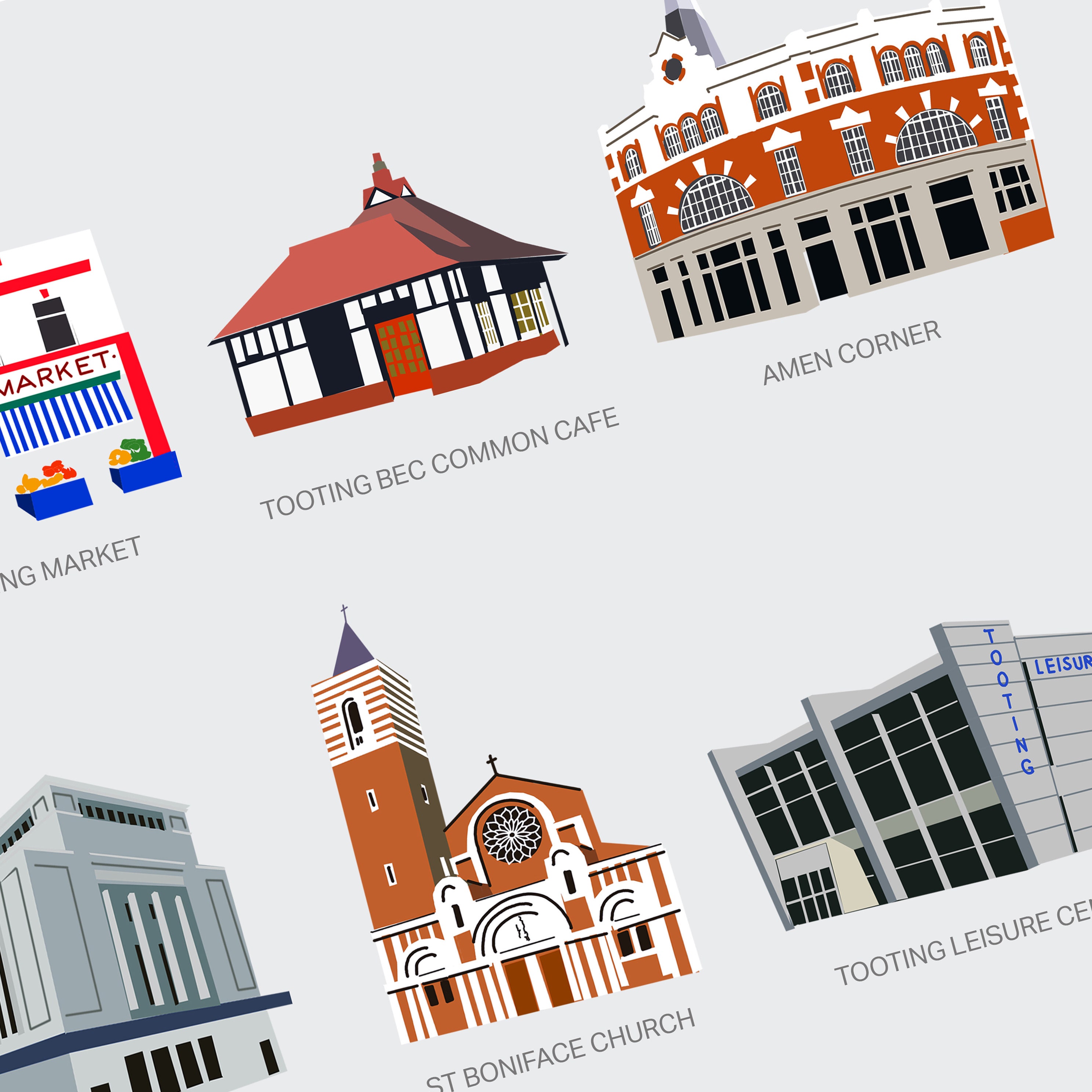 Tooting Places, Tooting Poster, SW17 London, Tooting Print, Tooting