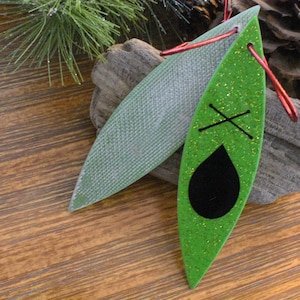 Lime Green and Lime Glitter Kayak Ornament-Repurposed Fiberglass-Upcycled Tree Ornament-Custom Christmas Ornament-Gift for Kayaker