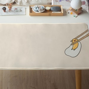 Cute Egg Desk Mat, Aesthetic Desk Mat, Cartoon Desk Mat, Desk Mat Aesthetic, Desk Mat Cute, Custom Desk Mat, Beige Desk Mat