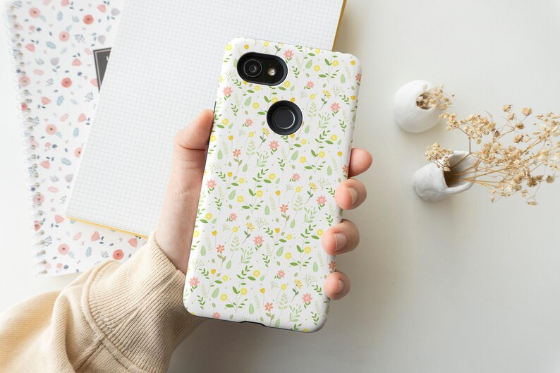 Yellow Wild Flower Pattern Aesthetic Floral Phone Case, iPhone 12 Mini 11 Pro Max X XR XS 7 8 Samsung Galaxy S10 S20 Google Pixel 2 3A 4XL image 1