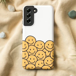 Smiley Faces Phone Case for Samsung S23 S22 S21 S20 FE S10 S9 Case, Good Vibe Samsung Note 20 10 Case | Cute Smiley Faces Samsung Case