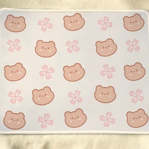 Alfombrilla de ratón con patrón de oso, alfombrilla de ratón de oso lindo, alfombrilla de ratón Kawaii, estética de alfombrilla de ratón, alfombrilla de ratón linda, decoración de escritorio linda, regalo lindo