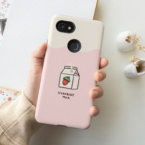 Strawberry Fruity Milk iPhone 13 Case, iPhone 12, iPhone 11, iPhone XR, Google Pixel 5 Case, Google Pixel 4XL, Google Pixel 3A, Samsung S21