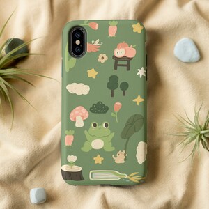 Cute iPhone Case | Green Frog Doodles Phone Case