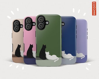 Black White Cats Phone Case for iPhone, Samsung Galaxy/Notes and Google Pixel, Cute Phone Cases