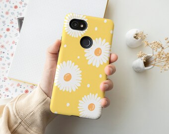 White Daisy Flower Phone Case, Flower Pattern iPhone 13 12 11 Mini Pro Max SE 2020 X XS XR Samsung Note S22 S21 S20 Google Pixel 6 5 4 3XL