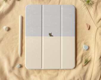 Cute Cat Foldable iPad Case With Pen slot, Flip iPad 10.2"/10.9in/11in, iPad Air 4, iPad Pro 2021, iPad 2020/2019/2018