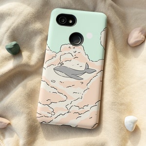 Aesthetic Whale Art Tough Phone Case, iPhone 13 12 11 Mini Pro Max SE 2020 X XS 8 Samsung Galaxy Note S21 S20 S10 S9 Google Pixel 5 4A 3 2XL