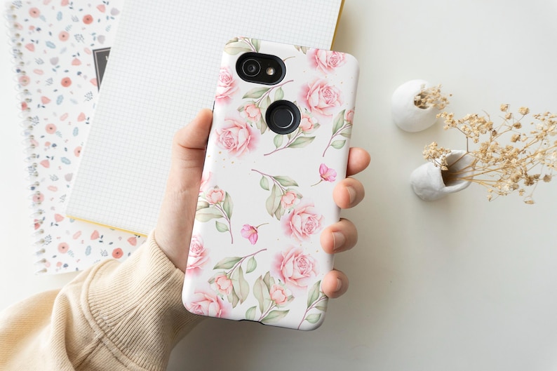 Pink Vintage Flower Phone Case for iPhone 12 Mini 11 Pro Max X XR XS 7 8 Plus Samsung Galaxy Note 8 9 10 Galaxy S10 S20 Google Pixel 2 3 4XL image 1
